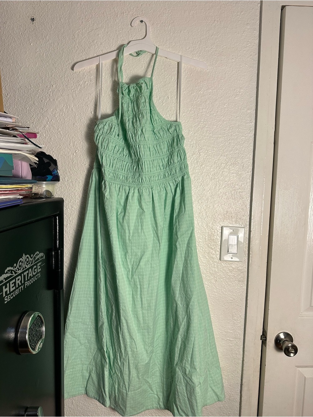 SOLID & STRIPED Mint Green Halter Maxi Dress
